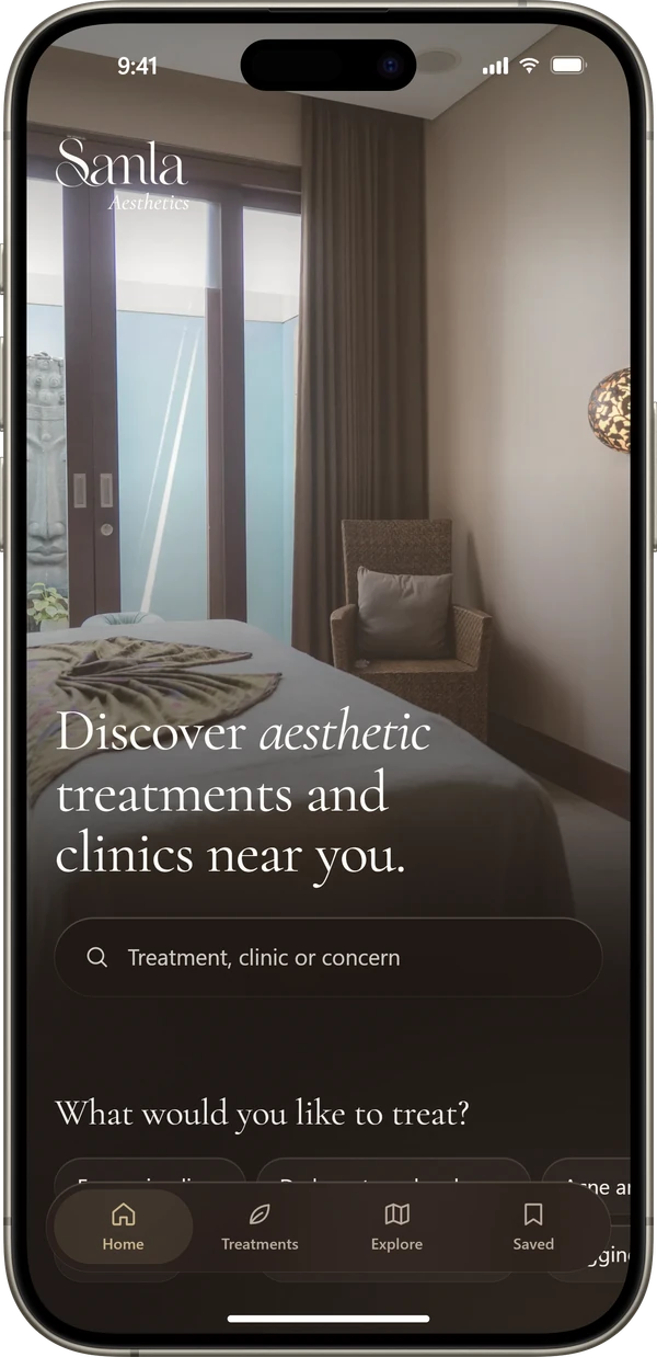 The Samla Aesthetics home screen